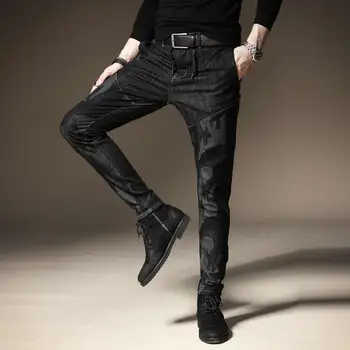 Besplatna dostava nova moda muška muška svakodnevni originalni kamuflaža traperice muškarci plus baršun jesen šivanje hlače muške tanak korejski 1