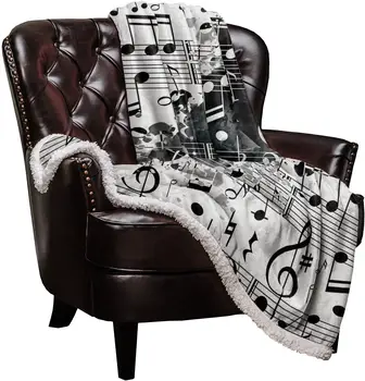 Glazbena nota glazba crno-bijeli sprej deke флисовые deke zimski pokrivač personalizirane deke, posteljina, 2