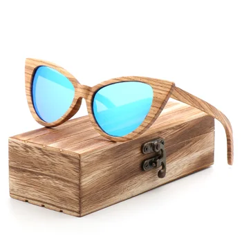 2018 luksuzni okrugle sunčane naočale žene polarizovana Mačje oči Sunčane naočale drvene naočale sa kutijom woode ocularia solaria Gafas de sol 1