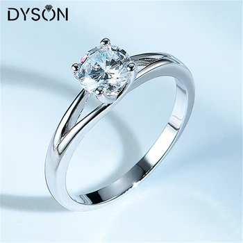 Dyson 925 Sterling Srebra Prsten Angažman Cijele Crystal Cirkonij Solitaire Prsten Za Žene Ljubavnik Poklon Za Vjenčanje Fin Nakit 2