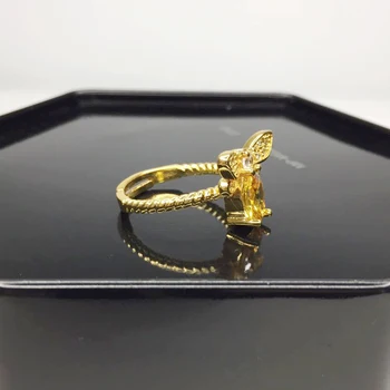 HuiSept modni 925 srebrni nakit, prsten za žene citrin dragi kamen Cirkon pčele oblik boja zlata prstenje za vjenčanje u rasutom stanju 2