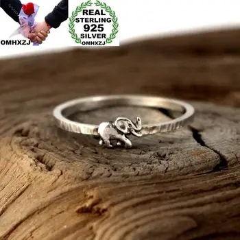 OMHXZJ Veleprodaja europska moda žena djevojka stranka svadbeni poklon srebrna crni slon Taiyin prsten RR345 1