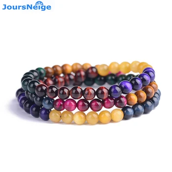 Veleprodaja JoursNeige sedam vrsta boja tigrasta očiju prirodni kamen narukvice okrugle perle Crystal narukvica za muškarce žene nakit 2