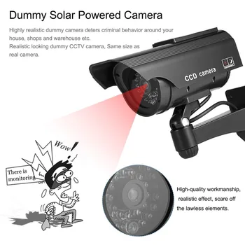 Lažna kamera solarna energija lutka skladište vodootporni vanjski sigurnosni video nadzor lutka bullet kamere s led pozadinskim osvjetljenjem 1