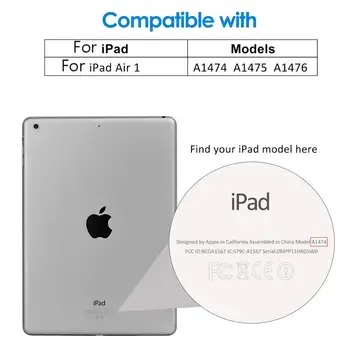 Za iPad Air 2 Case iPad Air 1 Cover A1474 A1475 A1476 A1566 A1567 360 stupnjeva rotirajući flip torbica od umjetne kože za iPad Air 2 Case 2