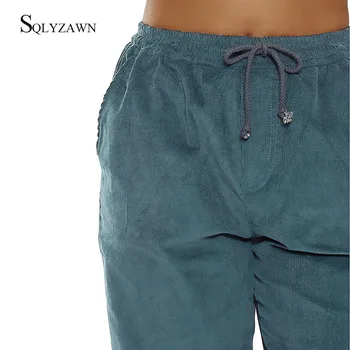 Harajuku Drawstring čvrste samt elastične hlače s visokim strukom ženske slobodne sportske hlače 2019 Modne jesenske svakodnevne hlače i hlače