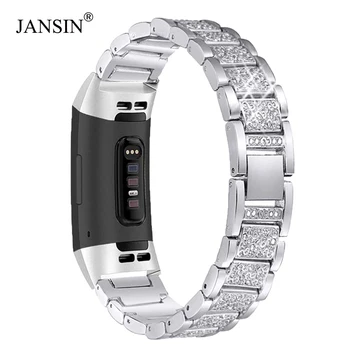 JANSIN Bling Diamond Bands for Fitbit Charge 3 Narukvica ženski remen od nehrđajućeg čelika, narukvica za fitbit charge 2 pribor 2