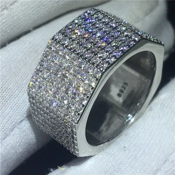 14K Zlato Micro Pave 294pcs Lab Diamond cz prsten 925 sterling srebra zaručnički prsten prsten za žene i muškarce stranke nakit 1