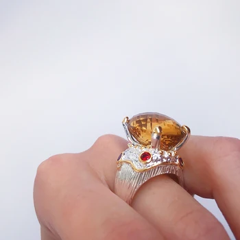 20*15 mm Veliki zlatni cirkonij nakit, prsten luksuzni posrebreni ženske velike nakit koktel prstenje stranke 1
