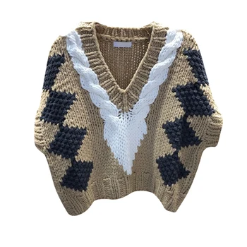 Nomikuma elegantan V-izrez hit Boja upletena džemper uzročno vrećice kratke pletene pulover 2020 jesen zima Novi povući top 6D665 1
