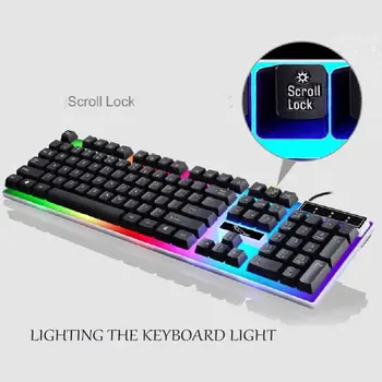USB punjenje Light Keyboard and Mouse Kit Rainbow, LED gaming oprema za PS4 2