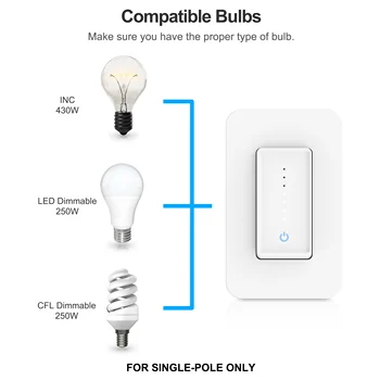 Inteligentni prekidač svjetla dimmer Wifi, touch диммируемый zidni prekidač US 100-240V, radi Alexa Google Home, nije potrebno hub, 1