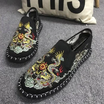 THEAGRANT 2019 Chinese Tranditional Men Flat Shoes Vintage Platna Loafers Platna Slip on National Casual Cipele for Man MFS3013 2