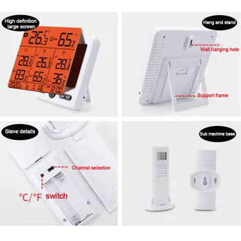 2 U 1 Unutarnji Vanjski Bežični Svjetla Office Home Monitor Temperature Spavaća Soba Višenamjenski Digitalni Termometar Hygrometer