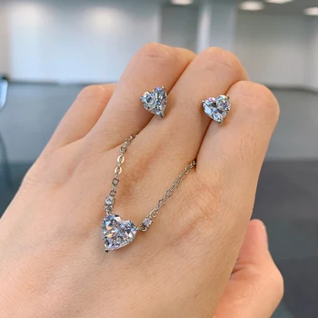 ANZIW srebra u obliku srca izrezati stvorio Sona Dijamant moda jednostavan Stud naušnice za žene nakit pokloni 1