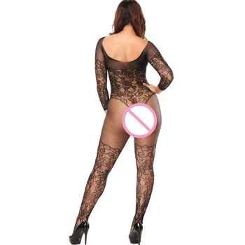 XXXL crni seksi Bodystockings žene su delikatna otvoriti prepone kombinezon mrežaste hulahopke rublje erotske body pidžama kombinezon plišani medvjed 2