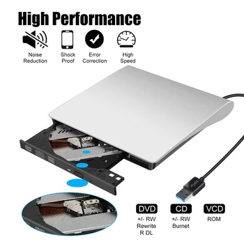 USB 3.0 vanjski DVD RW CD DVD Rewriter Burner Reader tanak prijenosni optički pogon za laptop Asus, Samsung, Acer Dell HP