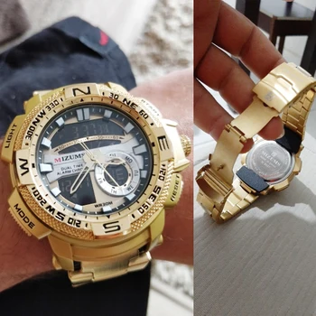 30 m vodootporan muški sportski sat luksuzni brand kvarcni satovi muški zlato čelik digitalni muški sat cool vojni Relogio Masculino 1