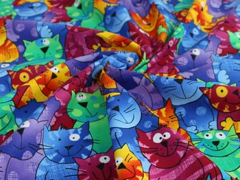 Crtani mačka šarenilo šivanje digitalni tisak na tkanine pamučne tkanine 1