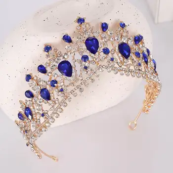 Barokna Crown ukras za kosu nevjesta s хрустальной krunom obruč za kosu u Europi i Americi modni kraljevski plave kristalne krune i tiaras 1