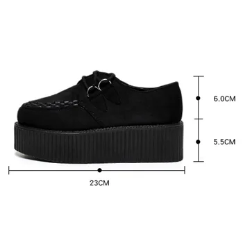 Moda Creepers cipele žene ravne cipele na platformu crna svakodnevnica ženske cipele cijele čarapa Creepers ženske stana plus 41 Besplatna dostava 1