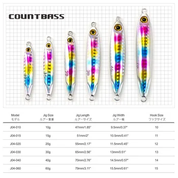 Countbass 3PCS 10g 15g 20g 30g 40g Shore Slim Casting Metal Jigs with Assist hooks Pesca Jigging Lure Saltwater Ribolov Mamac 1