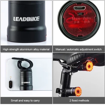 LEADBIKE Smart Bike Tail Light Brake Sensing the crazy Light Biciklizam svjetiljku IPX6 USB uz nadoplatu stražnje led svjetlo MTB Accesorios 2