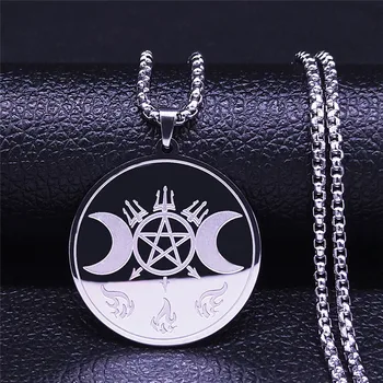 Mjesec božica Kabala Viking ogrlica od nehrđajućeg čelika Геката čarolije snaga Amulet privjesak ogrlica žene/muški nakit NXH45S03 2