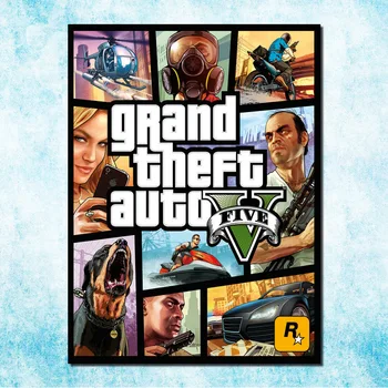 Grand Theft Auto V Game Art Svila platnu poster ispis 13x18 32x43 inča GTA 5 zidni paneli za dnevni boravak-4 1
