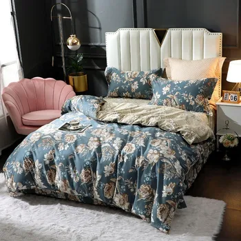 Paisley je berba cvjetni print deka komplet egipatski pamuk ultra soft 4 kom. komplet posteljina s 1 krevetom krevetu 2 jastučnice 1