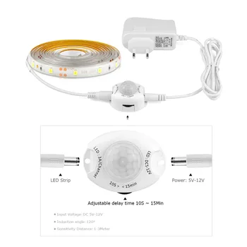PIR Motion Sensor LED Strip Svjetlo vodootporan 2835 SMD Night Light LED fleksibilna svjetlo fita tira de led luz bandeau Led spavaća soba 1