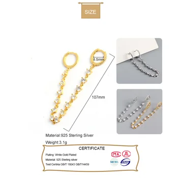 Trustdavis srebra 925 moda geometrijskih veza lanca CZ Hoop naušnice za žene vjenčanje S925 naušnice nakit DA1049 1