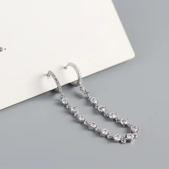 Trustdavis srebra 925 moda geometrijskih veza lanca CZ Hoop naušnice za žene vjenčanje S925 naušnice nakit DA1049 2