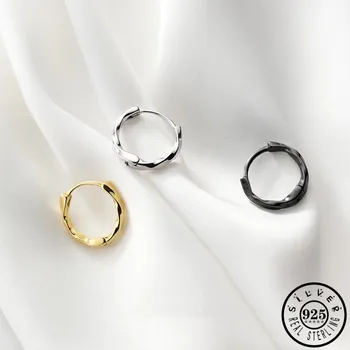 Gospodo 925 sterling srebra crna Kpop Small Huggie hoops naušnice moderan minimalistički cijele krug naušnice fin nakit za žene 1