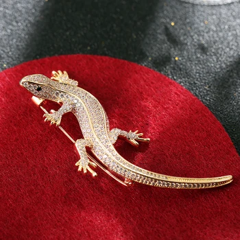 Luksuzni Crystal Kubni Cirkonij Gušter Broš Daždevnjak Pin Ikonu Gecko Slatka Vintage Nakit Životinja Nakit Igle Božićni Poklon 2