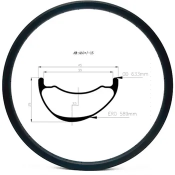 Graphene 29er carbon mtb rims disc бескамерный hookless 45x25mm asimetrija carbon rim mtb disc biciklističke diskovi AM 460g 2