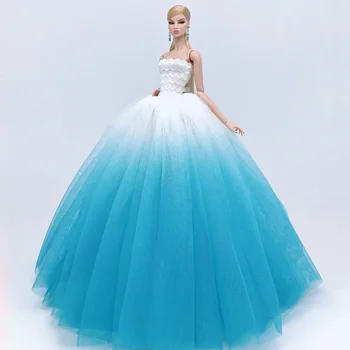 Gradijent plava moda lutka odjeća za lutke Barbie haljina haljine vjenčanice za 1/6 BJD lutke, igračke za djecu 1