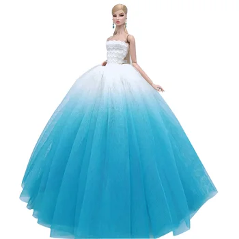 Gradijent plava moda lutka odjeća za lutke Barbie haljina haljine vjenčanice za 1/6 BJD lutke, igračke za djecu 2