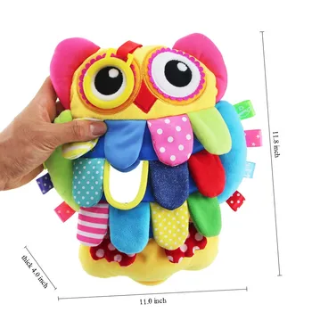 Smikoo My First Baby Igračke-Who Do You See, Baby Crinkle Activity and Teething Toy with Multi-Sensory Rattle and Textures, Owl 1