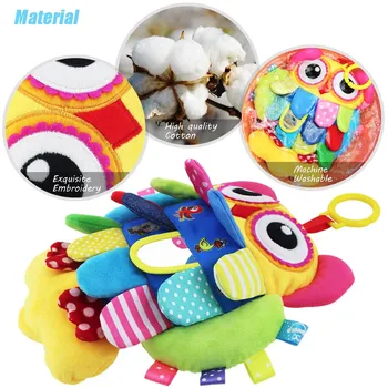 Smikoo My First Baby Igračke-Who Do You See, Baby Crinkle Activity and Teething Toy with Multi-Sensory Rattle and Textures, Owl 2