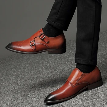 Visoka Kvaliteta Cipela Muškarci Luksuzne Cipele Italija Stil Prirodna Koža Muški Oxford Cipele Ured Formalne Poslovne Cipele Za Vjenčanje 2