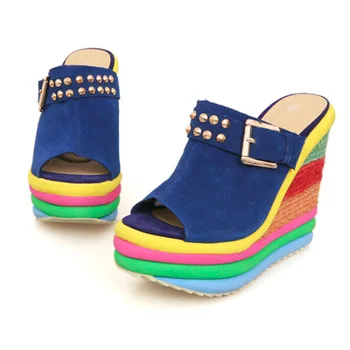 2020 New Summer Seksi Bohemia Casual Rainbow Peep Toe Platform Sandals For Susret Vama.na Womens Klinovi Sandale Plataforma Shoes High Y5263 1