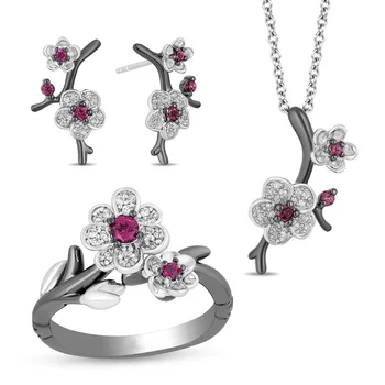 BLACK ANGEL Luxury Ruby Plum Blossom Hua Mulan naušnice roze 925 srebrni nakit naušnice 2020 nove za žene u rasutom stanju 1