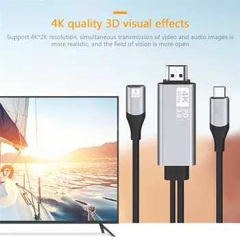 USB C na HDMI kompatibilnim kabel PD adapter je pretvarač kabel 4K 60HZ HD video converter kabel za brzo punjenje kabel 1