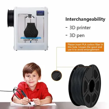 SUNLU PLA karbonskih vlakana konac 1.75 mm 3D pisač niti 1 kg, boja crna, 3D tiskane materijale brza dostava 1
