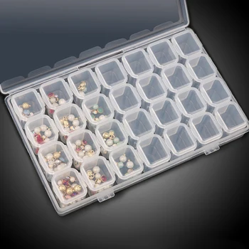 28 Grid Plastični Nakit Kutija Kontejner Prazan Nokte Gorski Kristal Glitter Prah Zrna Torbica Za Pohranu Tablete Organizator 1