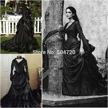 Victorian gotička crna sujeta je haljina траурное haljina/Građanski rat južna ljepotica loptu haljina Haljina vampir haljine po mjeri 2