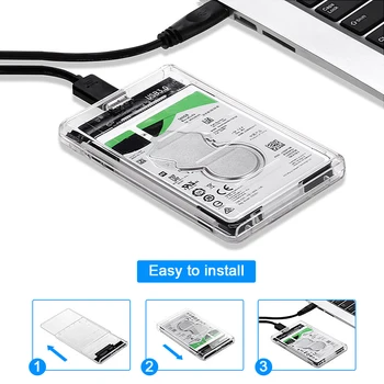 CHIPAL transparentno HDD Case 5Gbps Type-C, USB 3.0 to 3.0 adapter vanjski 2,5-inčni SSD tvrdi disk HD telo protokol UASP 1