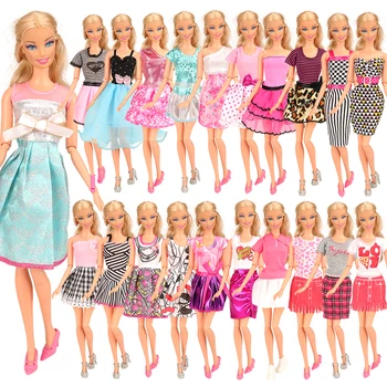 Moda Handmade10 haljine /set Dolll pribor =5 dugi rep vjenčanica+5 suknje slučajnih za Barbie dress up igre DIY pokloni 1
