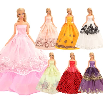Moda Handmade10 haljine /set Dolll pribor =5 dugi rep vjenčanica+5 suknje slučajnih za Barbie dress up igre DIY pokloni 2